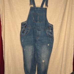 City Chic Women’s Medium Wash Denim Skinny Overalls Sz 16